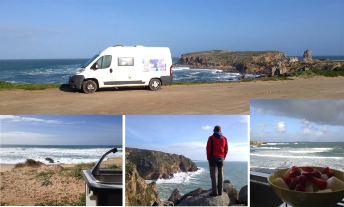 Guys with campervan cruising Portugal